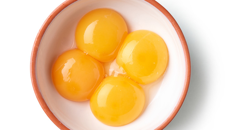 Egg yolks in a bowl