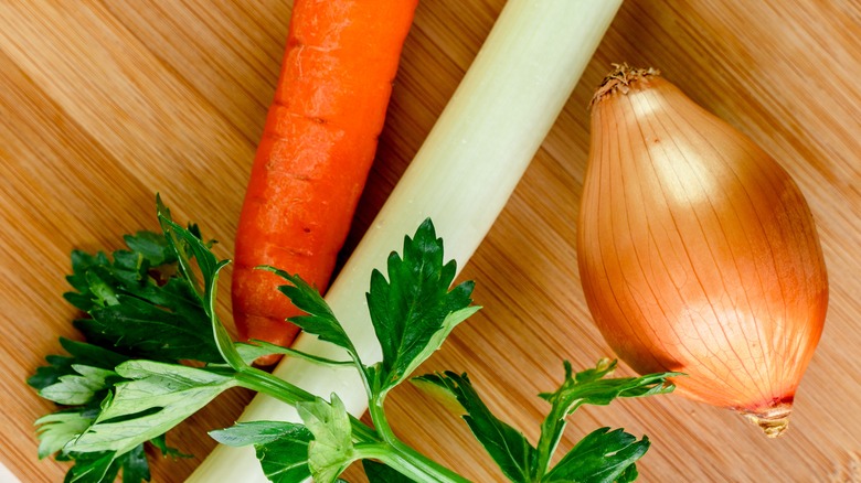 Mirepoix veg prep