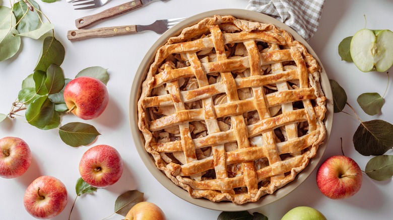 Apple pie with golden brown crust