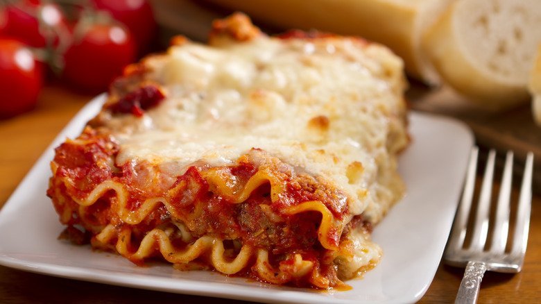 Slice of meat lasagna