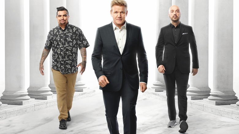 MASTERCHEF: L-R: Judge Aarón Sánchez, host/judge Gordon Ramsay and judge Joe Bastianich