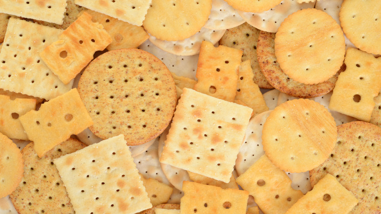 An assortment of different crackers.