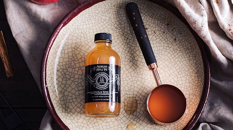 McClary Bros apple pie drinking vinegar in bottle and cup