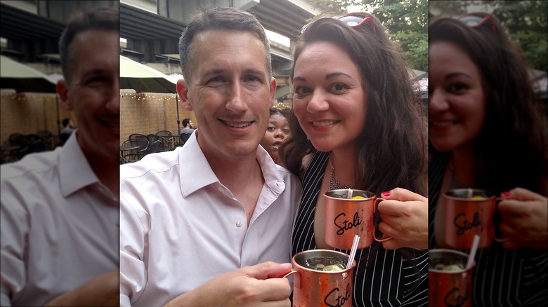 Jess Sanchez McClary and friend with a cocktail