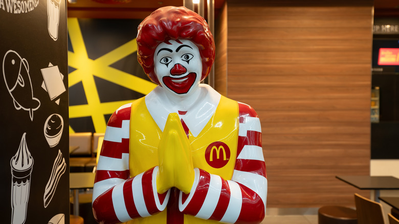 Ronald McDonald statue in a McDonald's