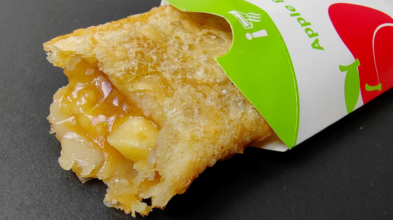 The famous McDonald's apple pie features crispy pastry with sweet filling.