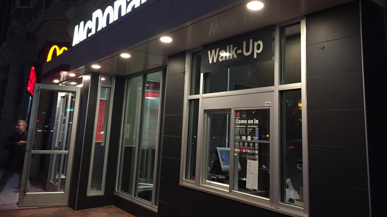 A McDonald's with a walk-up service window