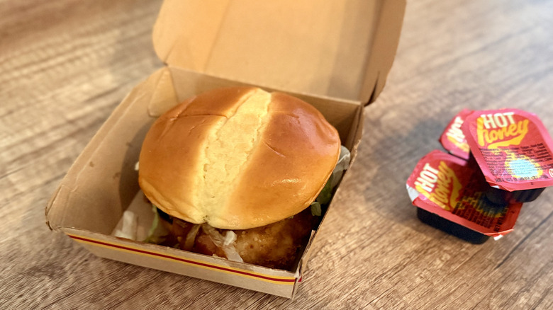 Hot Honey McCrispy Sandwich on a table