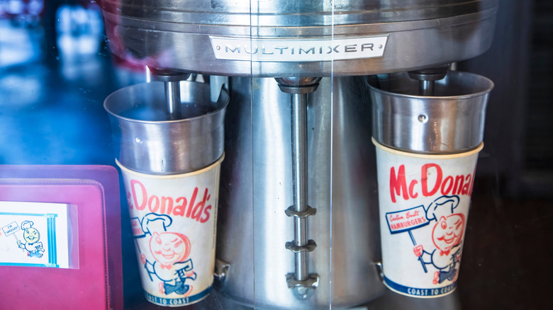 Vintage McDonald's milkshake mixer in the original McDonald's location, now a museum