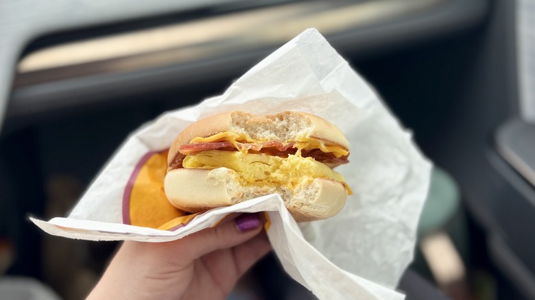Bite of McDonald's sandwich