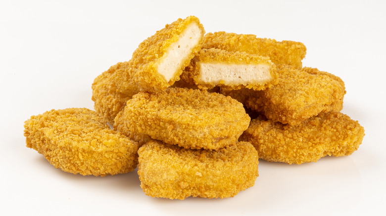 A pile of chicken nuggets.