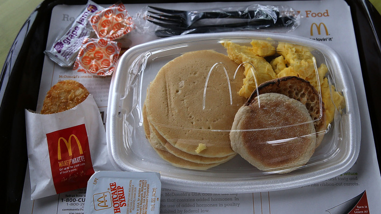 Top-view of McDonald's breakfast items.