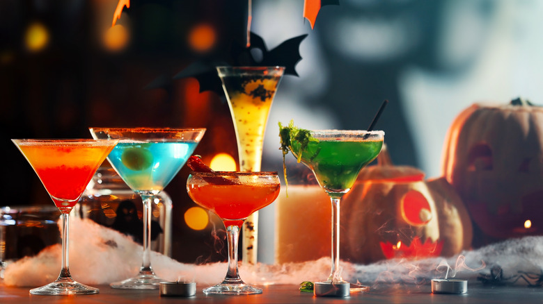 Array of Halloween cocktails