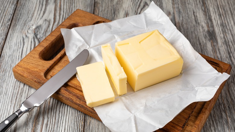 butter on a cutting board