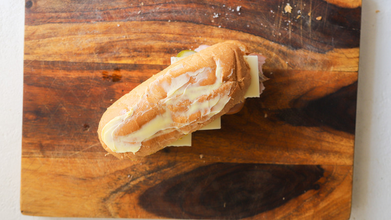 Finished Cuban sandwich with butter