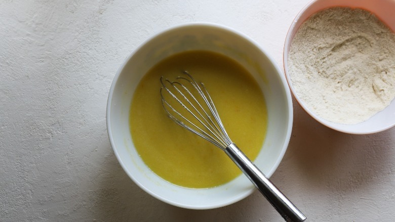 wet mixture with whisk