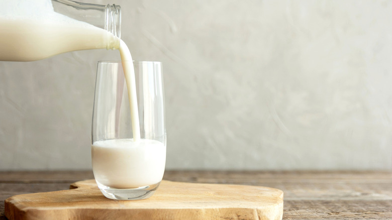 milk poured into a glass