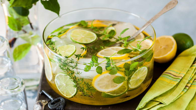 bowl of alcoholic citrus punch