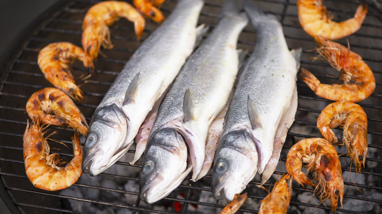 whole fish on overcrowded grill