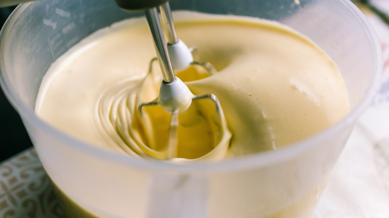 mixing cake batter