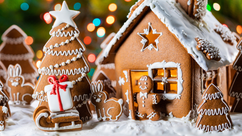 Gingerbread city with snow