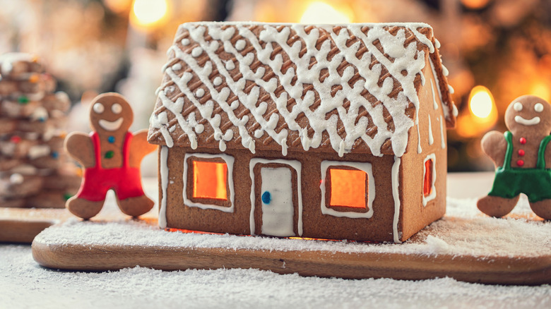 Gingerbread house with yellow windows