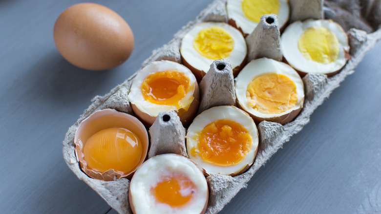 raw to overcooked hard-boiled eggs