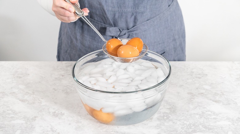 extracting eggs from ice bath