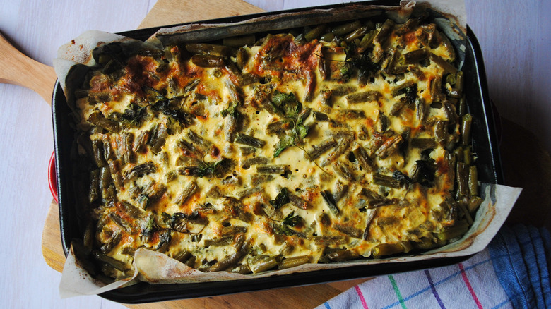 green bean casserole in dish