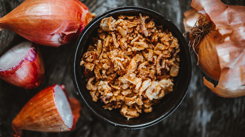 bowl of crispy fried onions