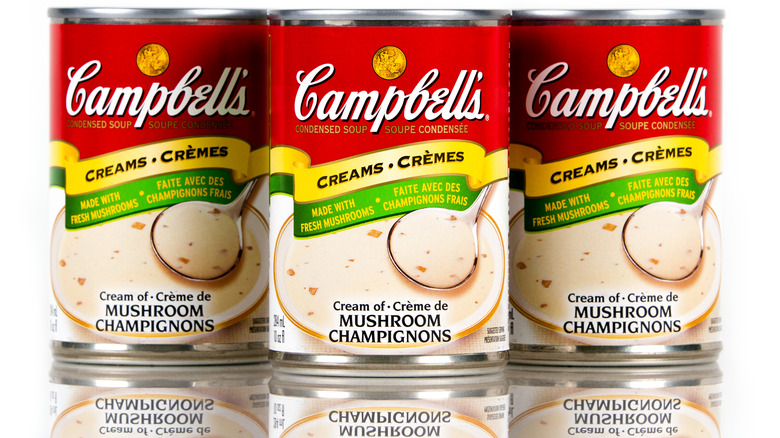 tins of campbells mushroom soup