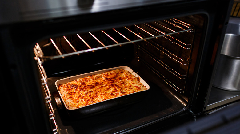 Lasagna in oven