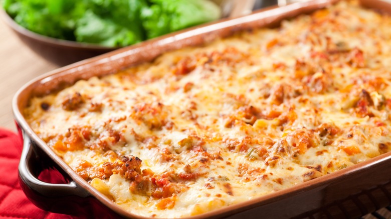 Closeup of lasagna
