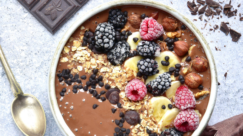 bowl of oatmeal loaded with toppings