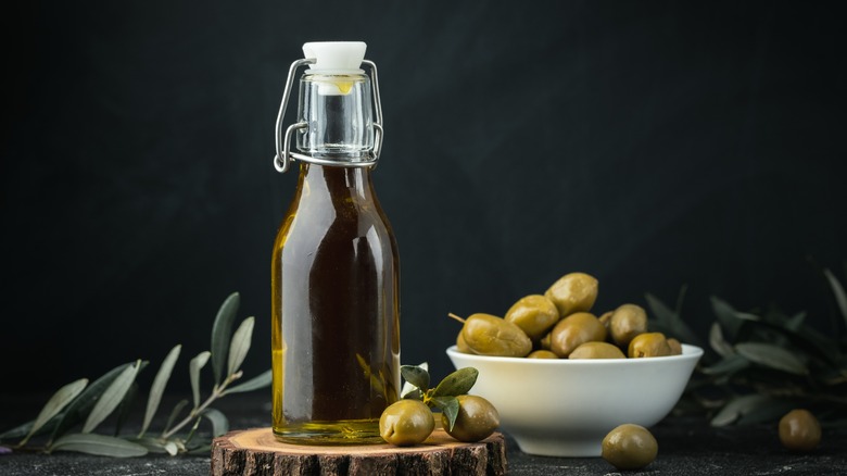 Olive oil with olives