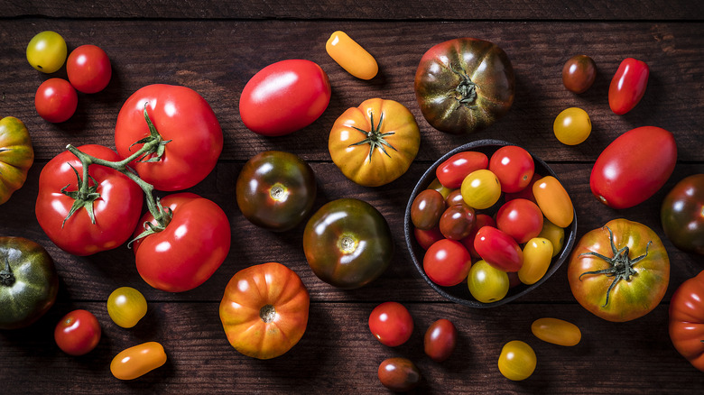 Variety of tomatoes on board