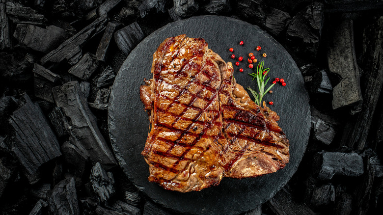 T-bone steak on a plate