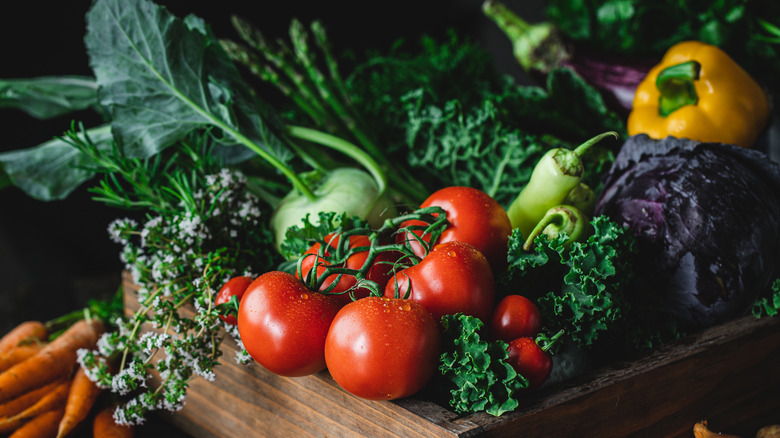 Fresh vegetables including tomatoes