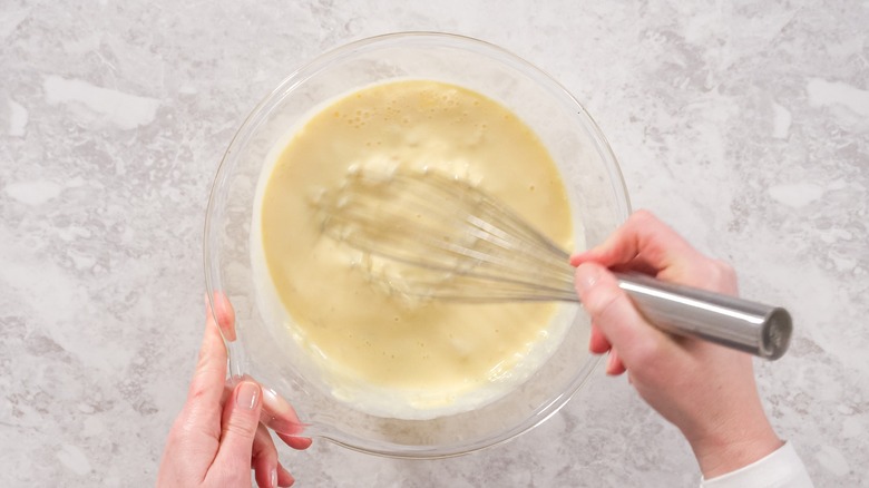 mixing pancake batter