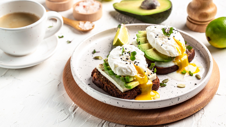 poached eggs on avocado toast