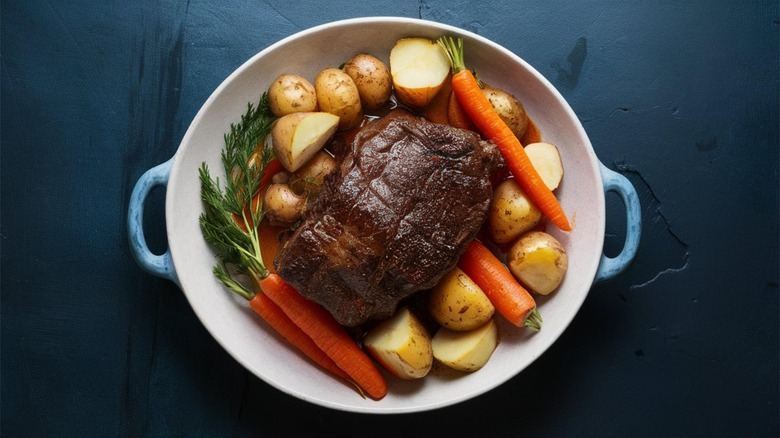 Beef pot roast with carrots and potatoes