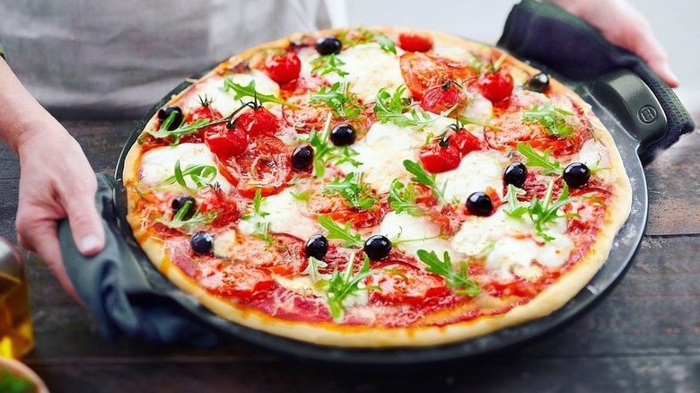 pizza on pizza stone