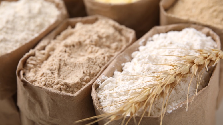 sacks of different flours