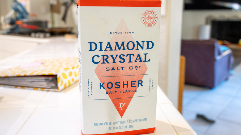 A box of Diamond Crystal Kosher Salt