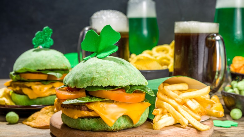  green beer and burger buns for St. Patrick's Day