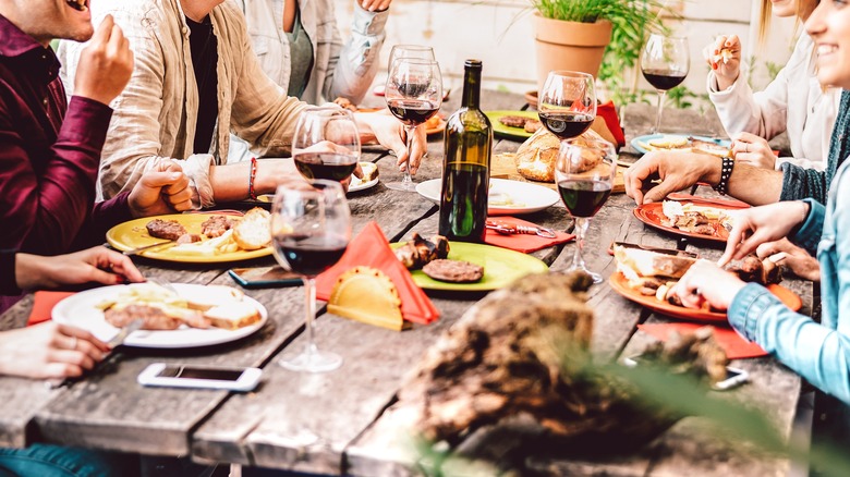 dinner party in backyard