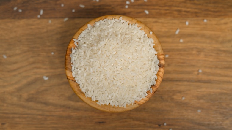 A bowl of uncooked rice