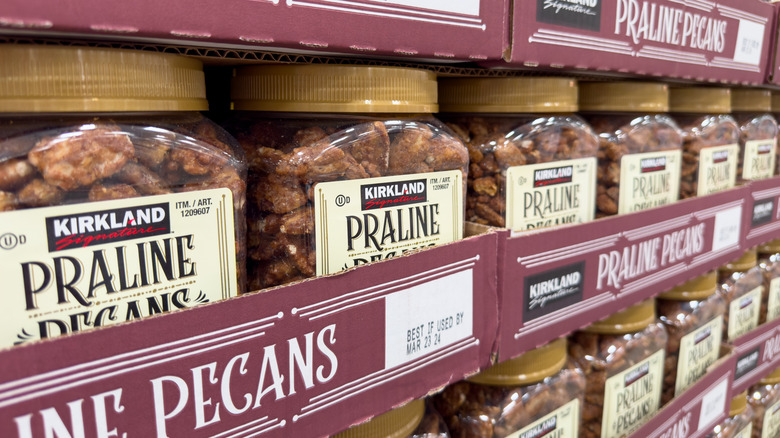 Stacks of Kirkland Praline Pecans