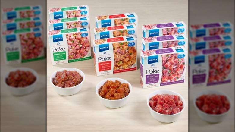 Three different flavors of Annasea's tuna poke bowls.