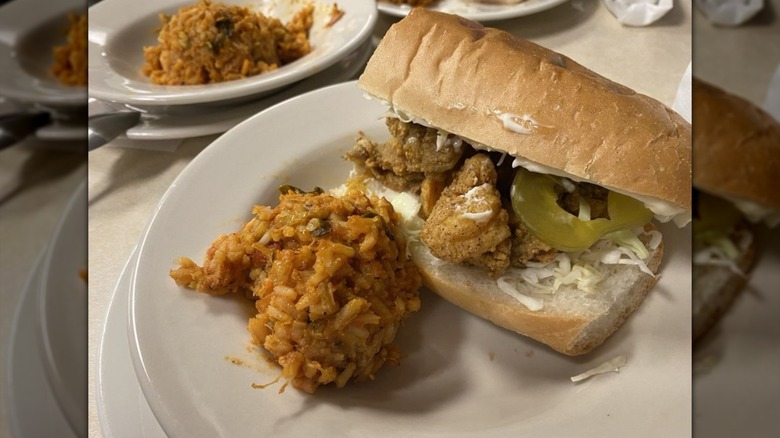 A seafood po'boy with jambalaya from Mother's.